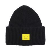 Acne Studios Face Logo Beanie Black Yellow