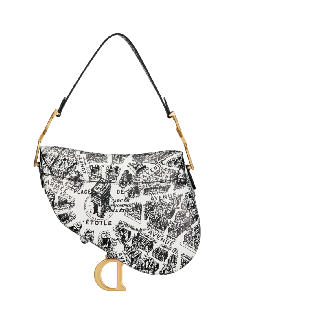 디올 스트랩 새들백 화이트 블랙 플랜 드 파리 프린트 카프스킨(Dior Saddle Bag with Strap White and Black Plan de Paris Printed Calfskin) - 2