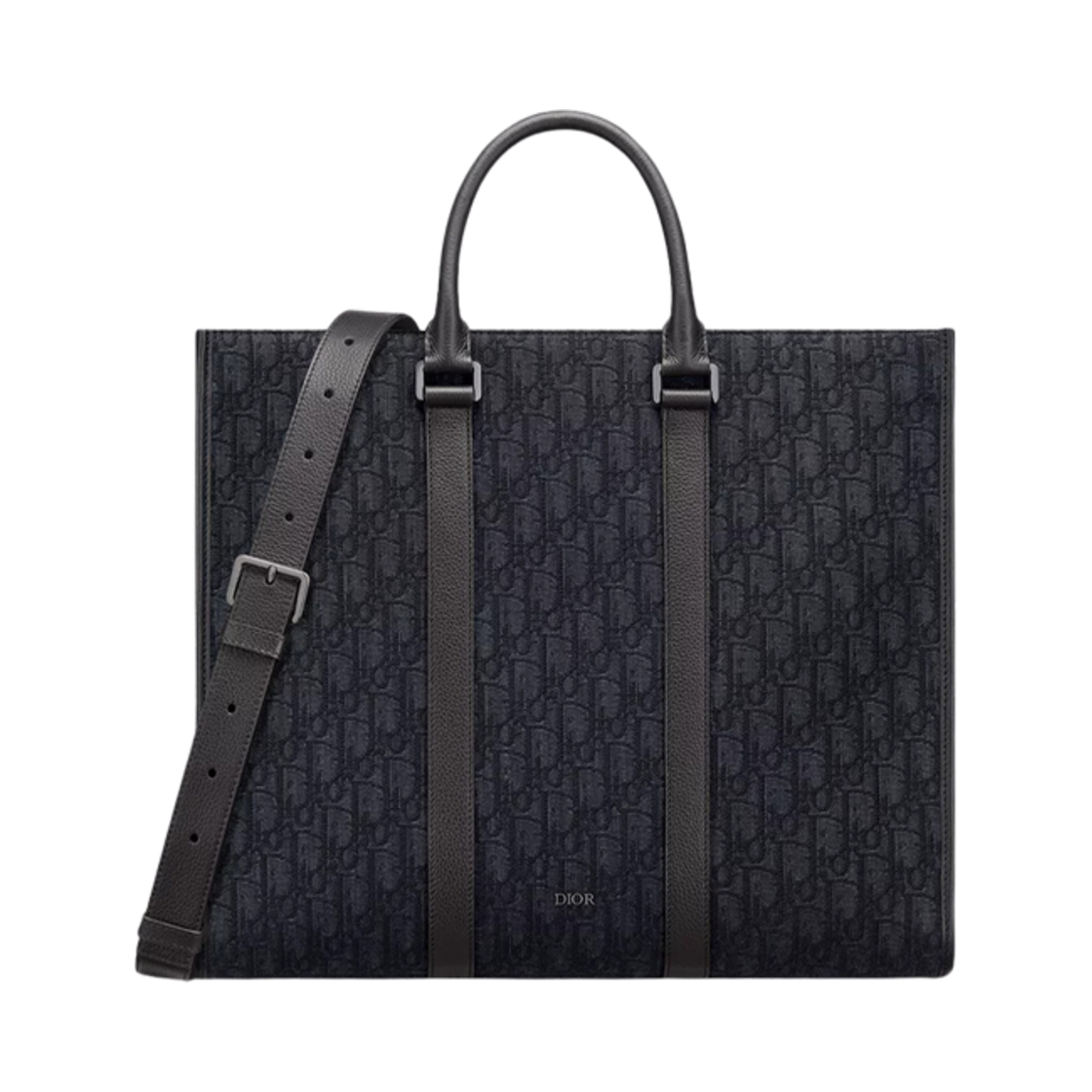 1ESSH232YKY-H03E Dior East-West Dior Oblique Jacquard and Grained Calfskin Tote Bag Black