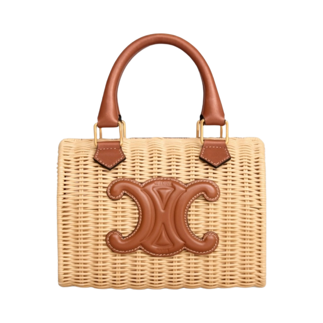 116562FTZ-02NT Celine Small Boston Cuir Triomphe in Wicker Calfskin Natural Tan