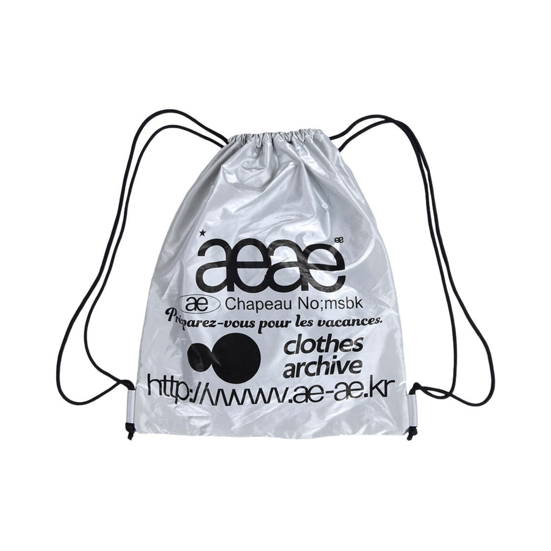 에이이에이이 웹 로고 짐색 실버(AEAE Web Logo Gym Sack Silver)