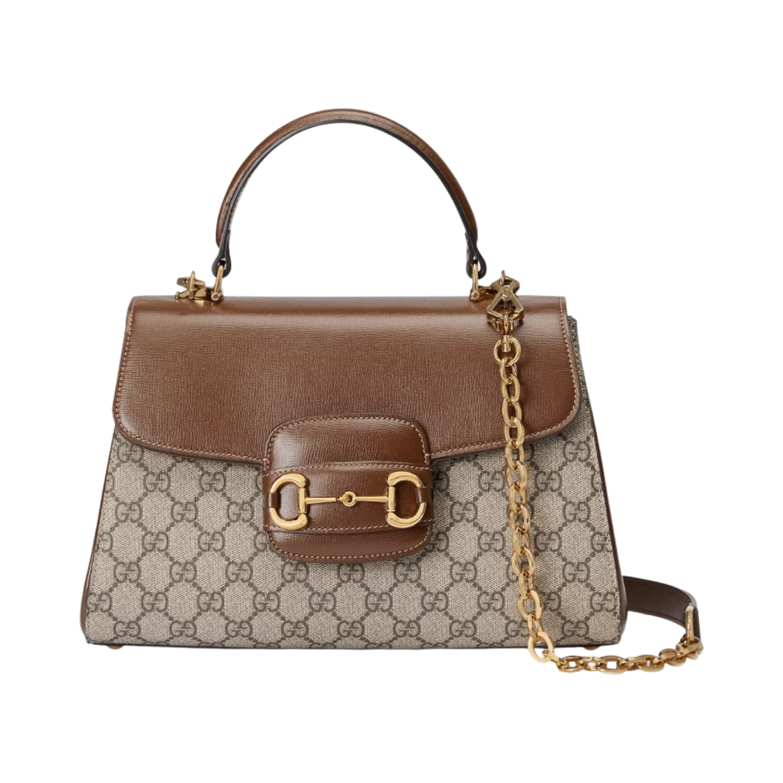 702049-9AAAJ-8563 Gucci Horsebit 1955 Medium Bag Beige Ebony GG Supreme
