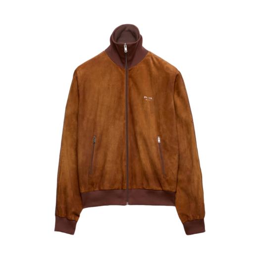 UPW563-16NL-F0046 Prada Suede Blouson Jacket Cognac