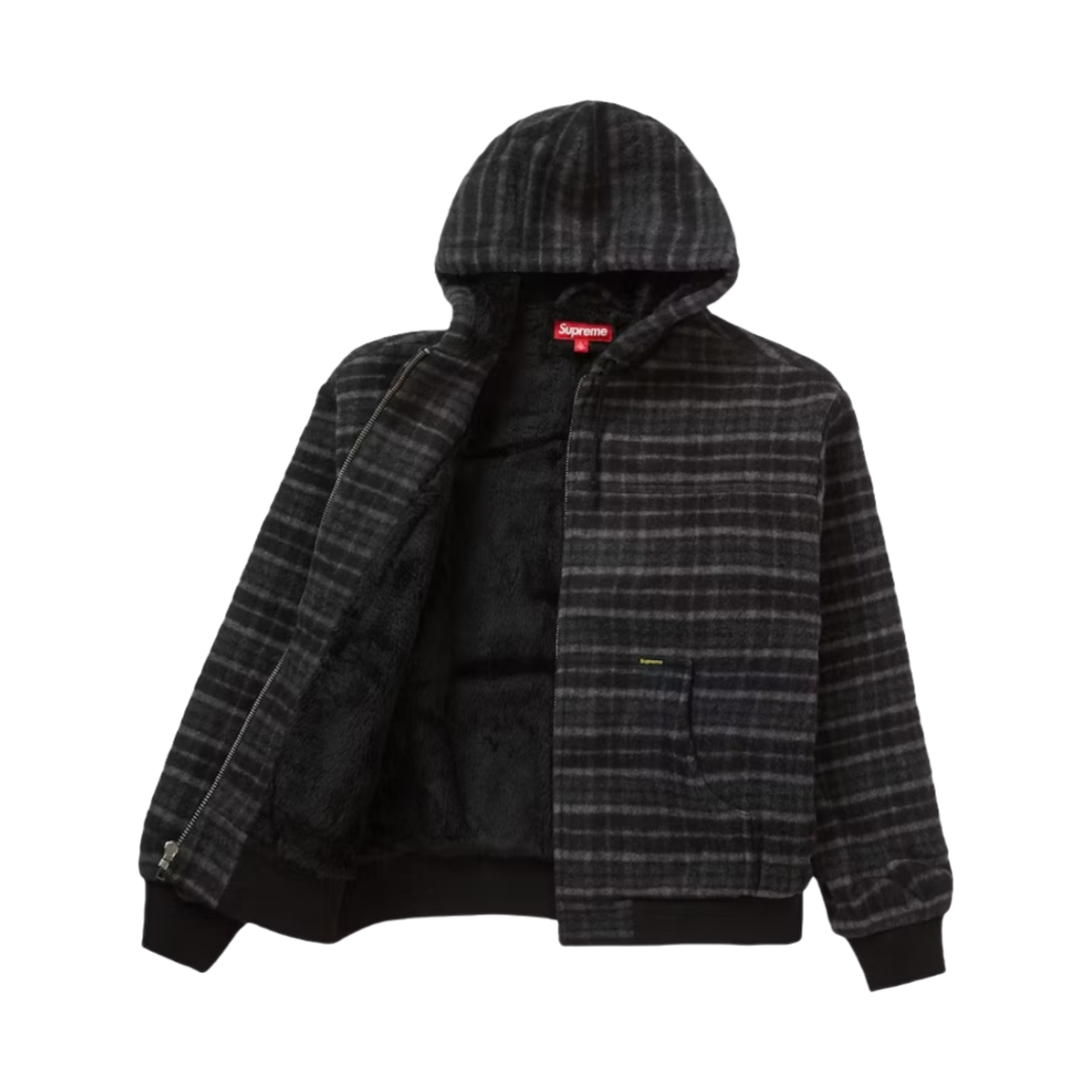 슈프림 플레이드 울 후드 워크 자켓 블랙 - 23FW(Supreme Plaid Wool Hooded Work Jacket Black - 23FW) - 2