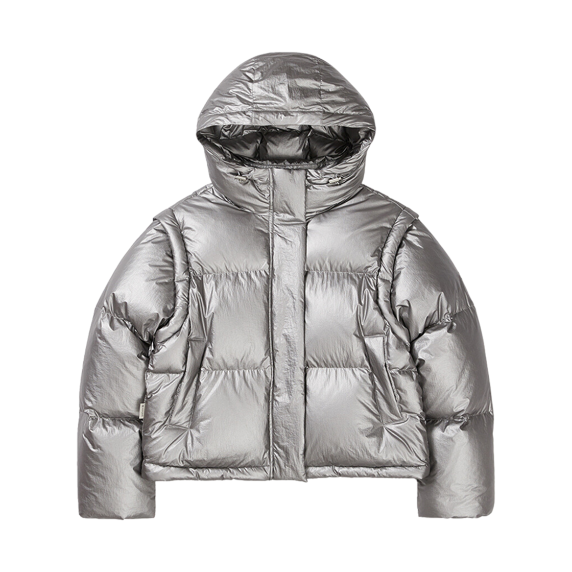 S24WWTDJ23SV (W) Snow Peak Glossy Hooded Detachable Puffer Down Jacket Silver