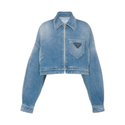 (W) Prada Cropped Organic Denim Jacket Blue