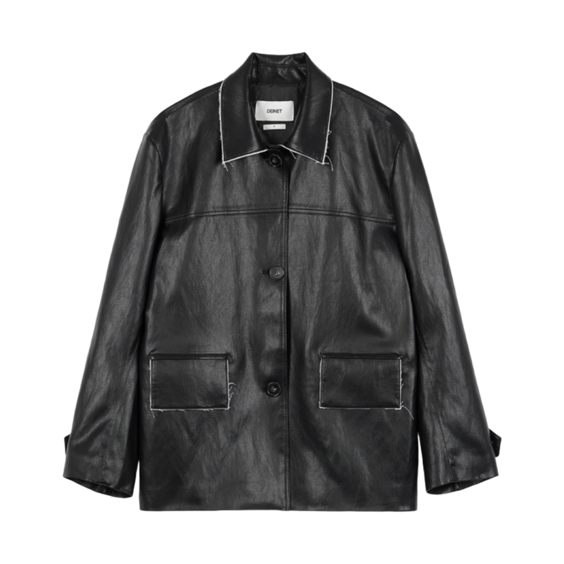 (W) 다이닛 엣지 싱글 레더 자켓 블랙((W) Deinet Edge Single Leather Jacket in Black)