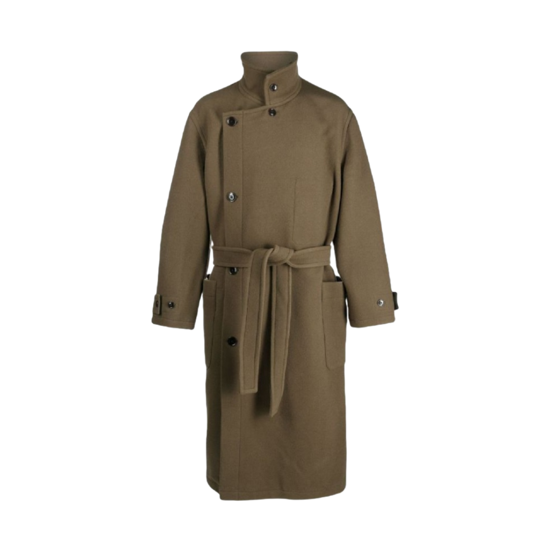 CO1037-LF1116-500 Lemaire Double Wool Wrap Coat Dark Squirrer