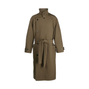 Lemaire Double Wool Wrap Coat Dark Squirrer