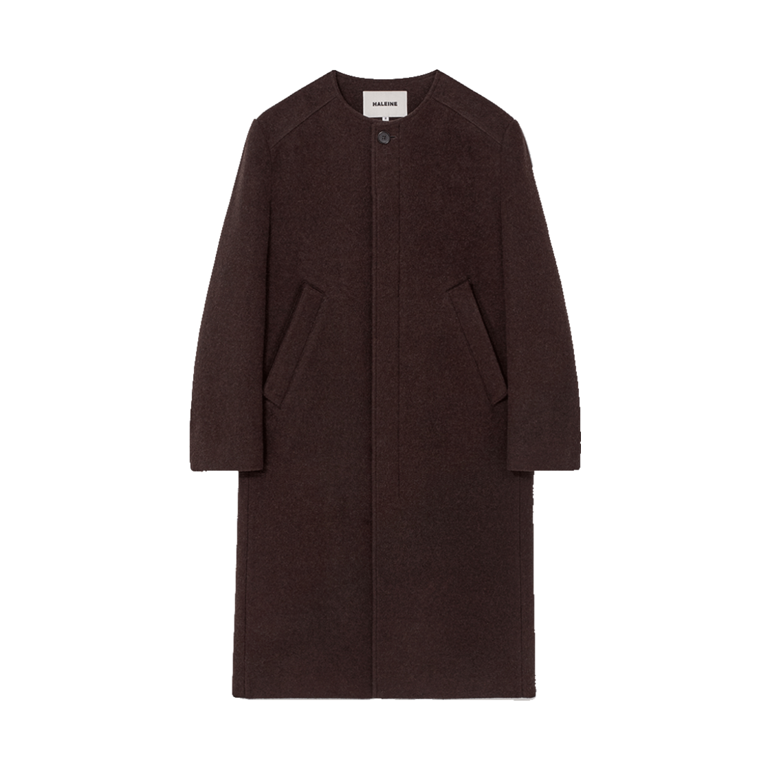 VJ426 Haleine Collarless Wool Maxi Coat _x0008_Burgundy (VJ426)