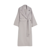 (W) S Max Mara Wool Robe Coat Light Grey