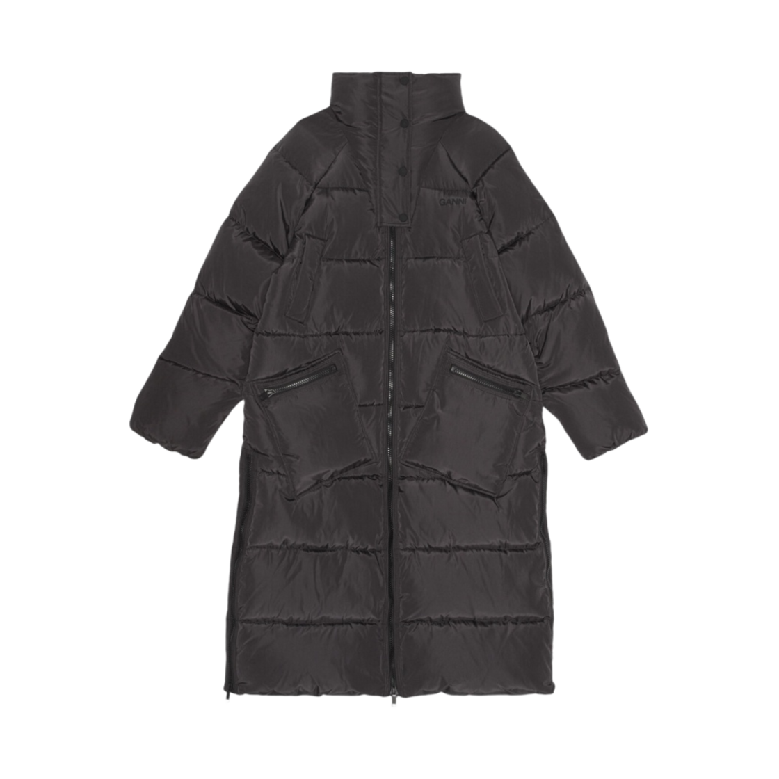 (W) 가니 오버사이즈 테크 퍼퍼 코트 팬텀((W) Ganni Oversized Tech Puffer Coat Phantom) - 1