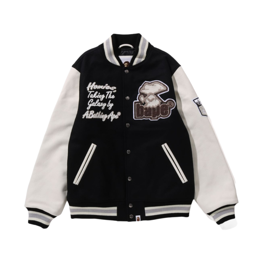 0ZXJKM141006L BAPE Bathing Ape Varsity Jacket Black