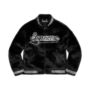 Supreme Faux Fur Varsity Jacket Black - 20SS