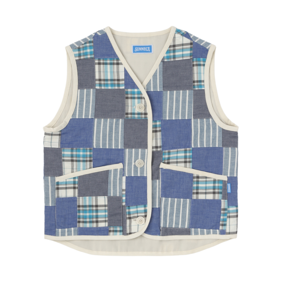 SNCT24FOU005BL SUNNECT Madras Button Up Vest Blue