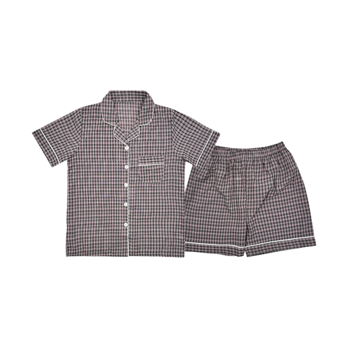 A-WFC-BK (W) AONE Fresh Check Short Sleeve Pajama Set Black Check