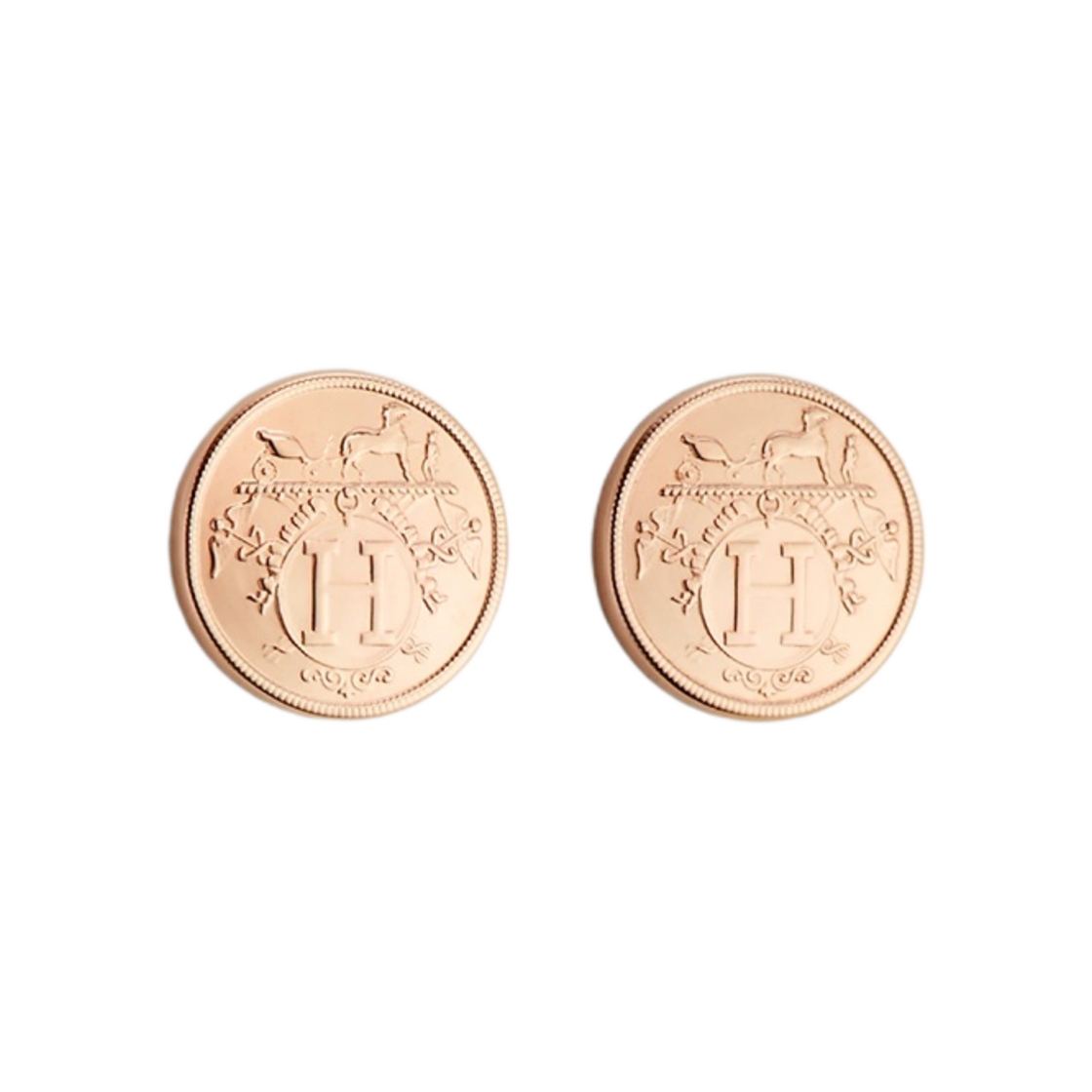 H120544B00 (W) Hermes Very Small Ex-Libris Earrings Rose Gold