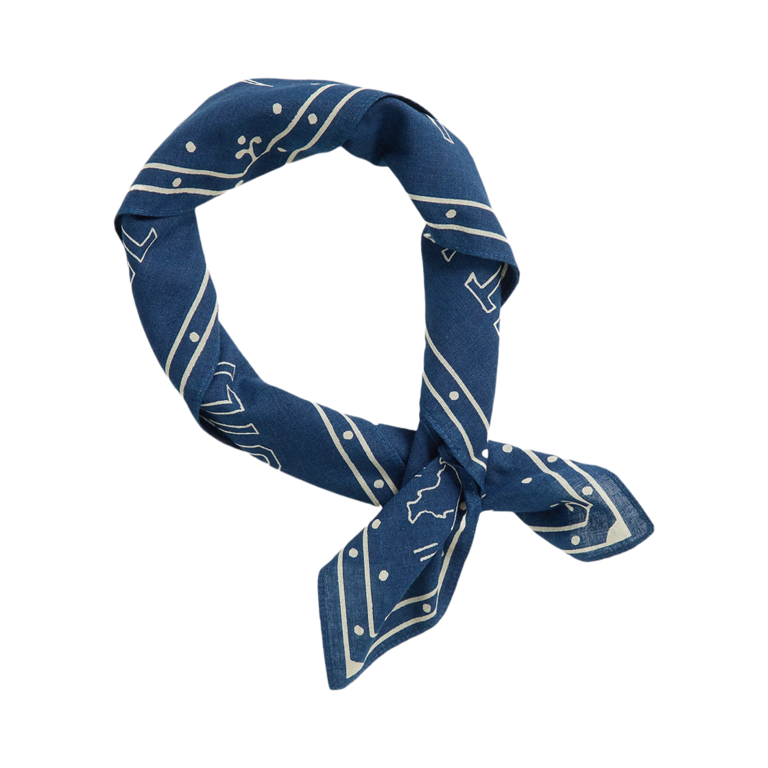 더블알엘 인디고 코튼 그래픽 반다나 인디고 크림(Double RL Indigo Cotton Graphic Bandana Indigo Cream) - 2