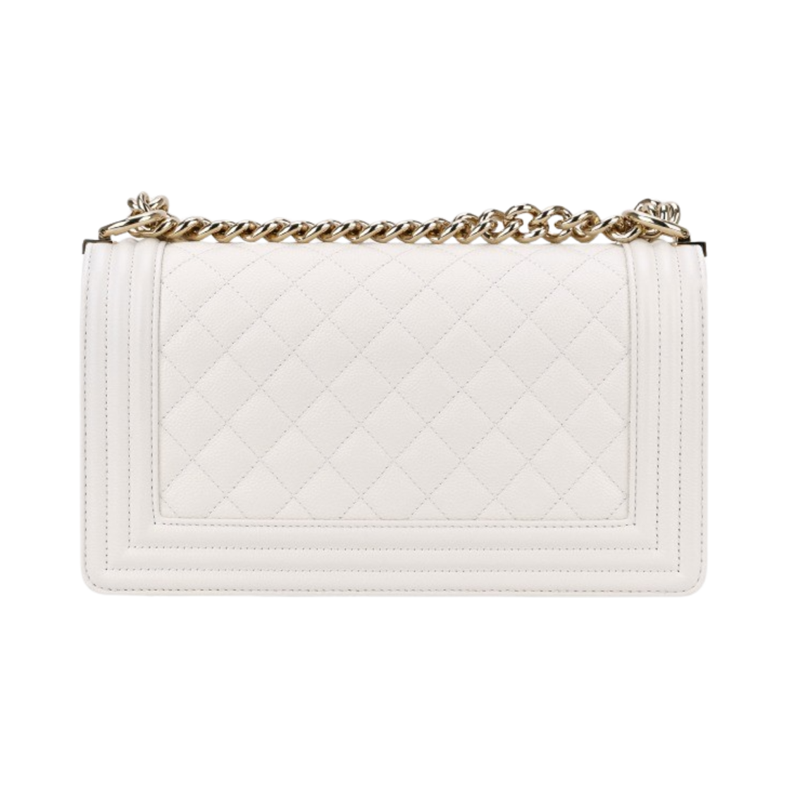 샤넬 보이 샤넬 미디움 플랩백 그레인드 카프스킨 & 골드 메탈 화이트(Chanel Medium Boy Chanel Handbag Grained Calfskin & Gold White) - 2