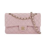 Chanel Medium Classic Handbag Grained Shiny Calfskin & Gold Light Pink