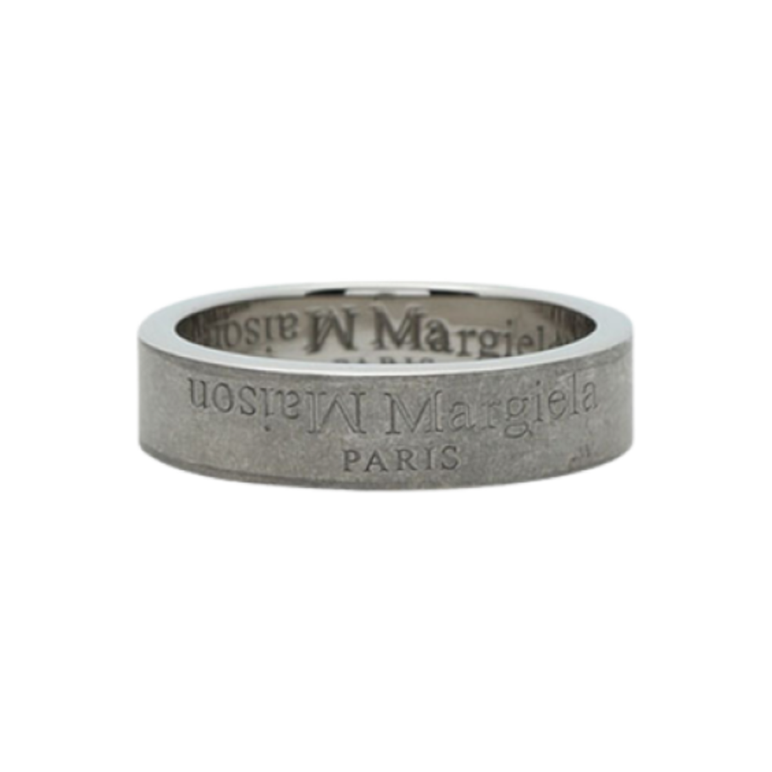 SM1UQ0004S12698961 Maison Margiela Logo Engraved Ring Silver