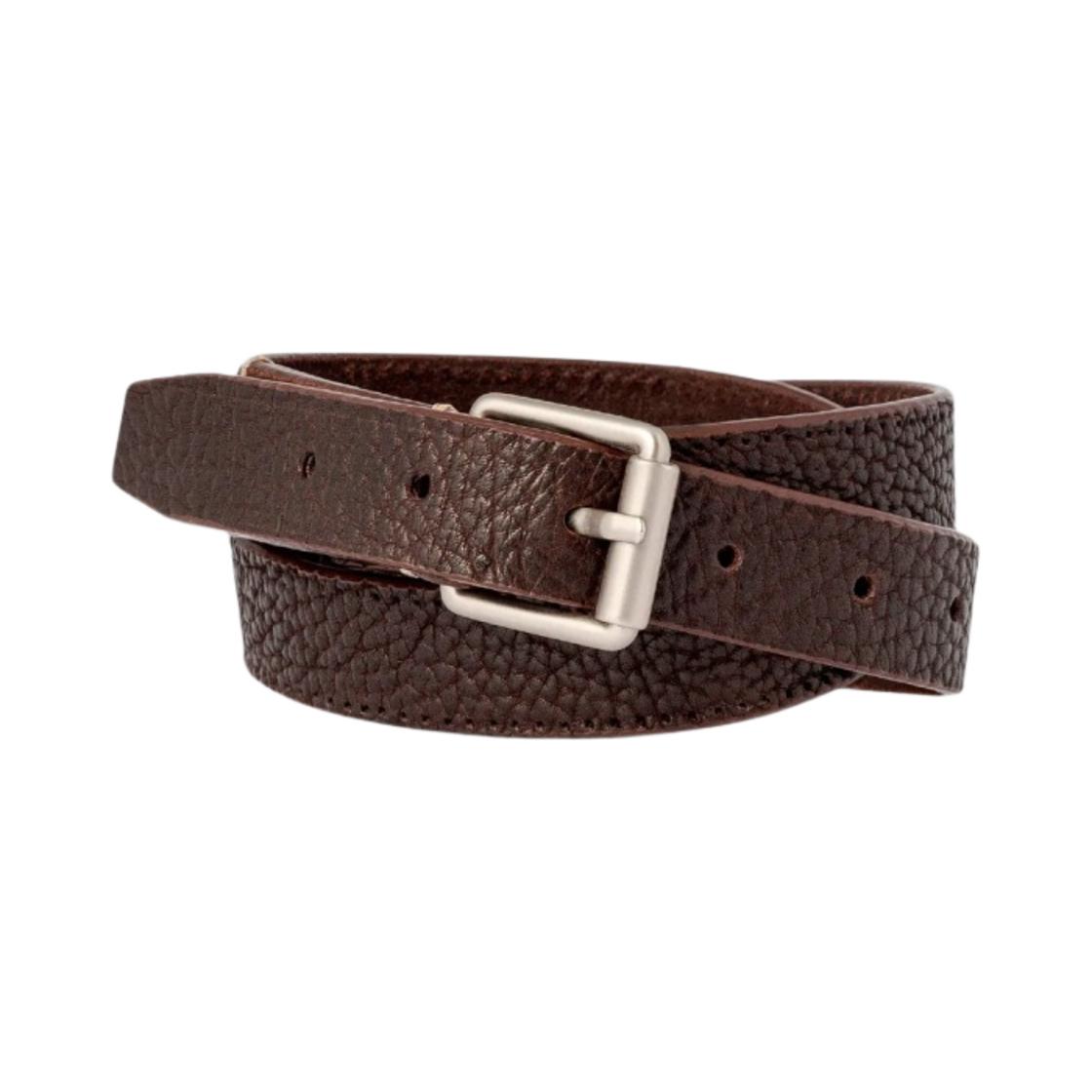 Lemaire Reversed Thin Belt Grained Cow Leather Dark Brown