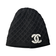 (W) Chanel Beanie Cashmere & Noir Blanc
