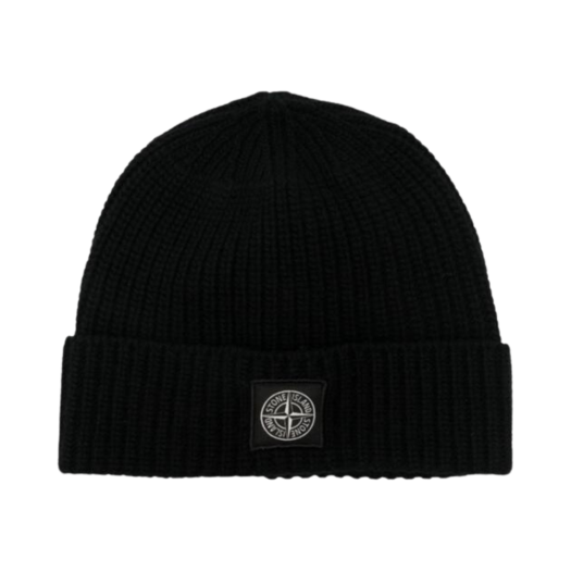 8115N10B5-A0029 Stone Island N10B5 Ribbed Wool Beanie Black - 24FW