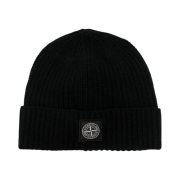 Stone Island N10B5 Ribbed Wool Beanie Black - 24FW