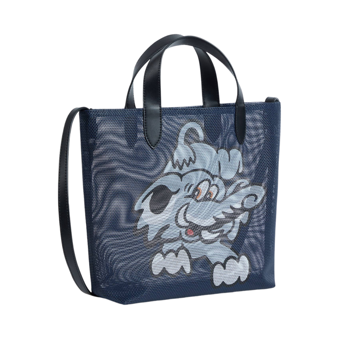 FF58SA410B14-76 Kenzo Play Small Tote Bag in Mesh Navy Blue