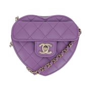 Chanel Heart Clutch with Chain Lambskin & Gold Purple