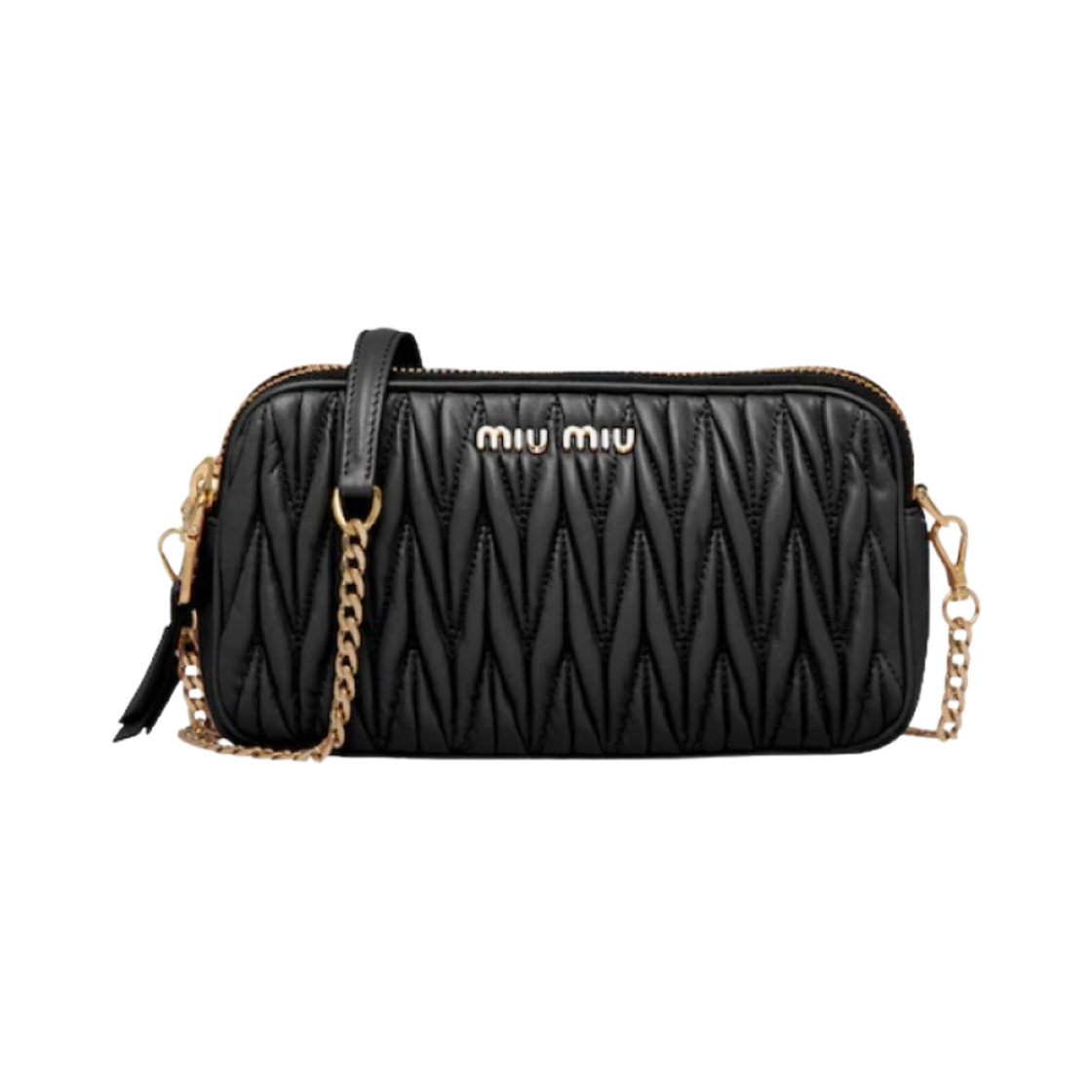 Miu Miu Matelasse Nappa Leather Mini Bag Black