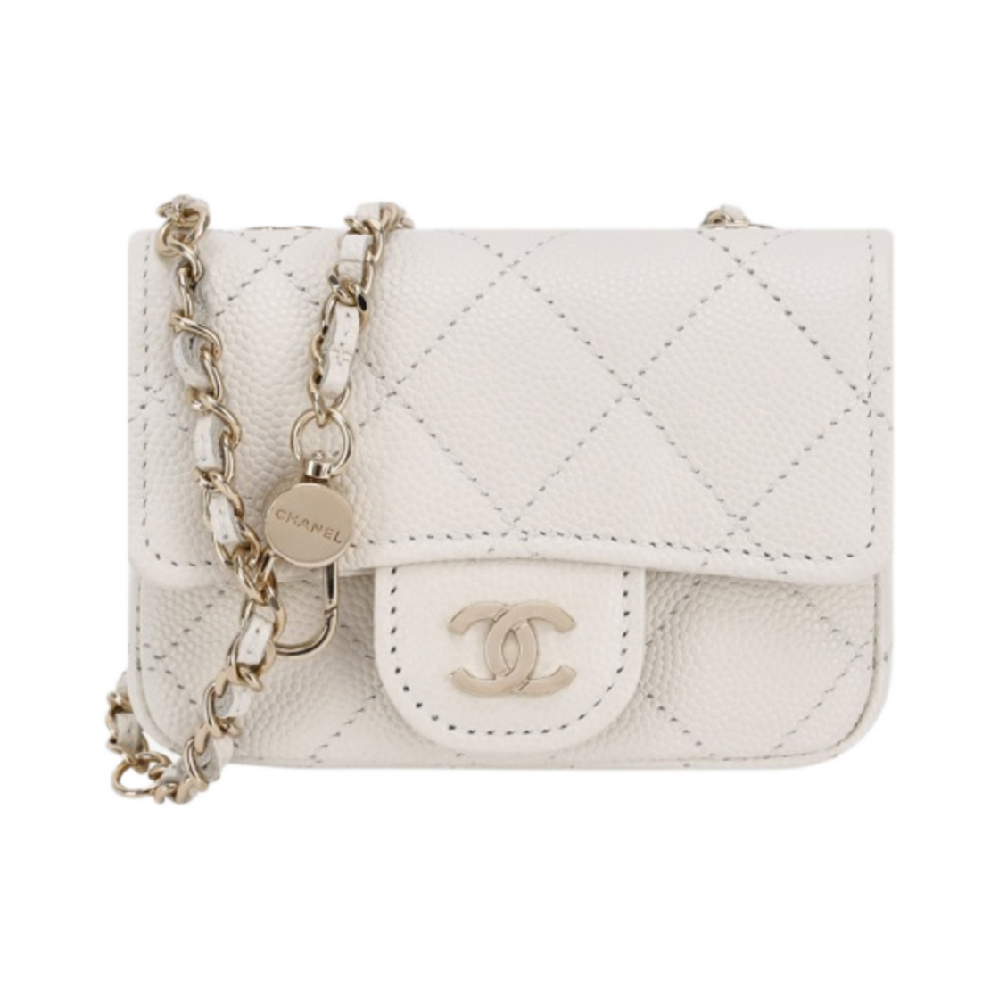 AP1952-Y33352-10601 Chanel Classic Belt Bag Grained Calfskin & Gold White - 대표 이미지 #1