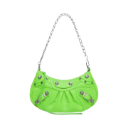 Balenciaga Le Cagole Mini Bag with Chain Crocodile Embossed Bright Green