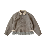 Kapital Herringbone Wool Fringe 1st Jacket Beige