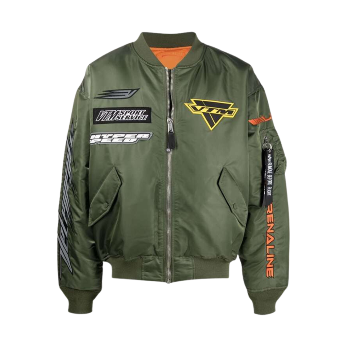 UA52JA700G Vetements Racing Logo Bomber Green
