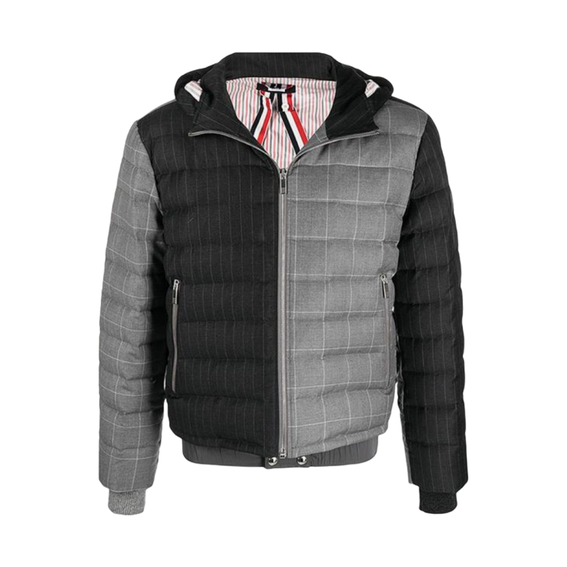 톰브라운 다운 필 핀스트라이프 울 수팅 스키 자켓 다크 그레이(Thom Browne Down Filled Pinstripe Wool Suiting Ski Jacket Dard Grey) - 1