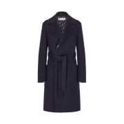 (W) Dior Essentials Coat With Belt Double-Sided Virgin Wool Blue