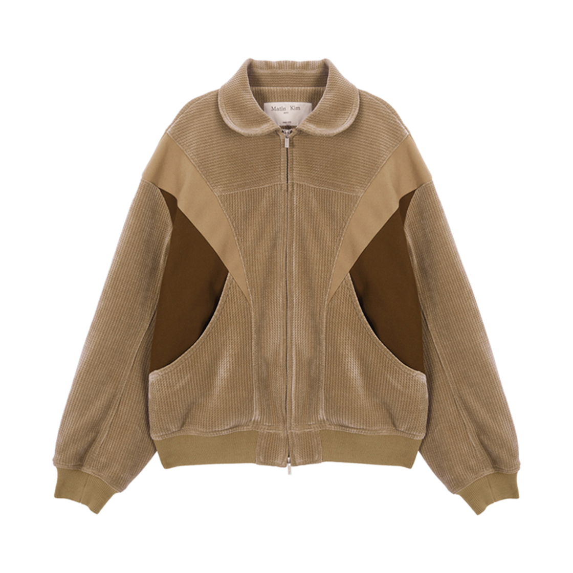 MK239NJP059MBE (W) Matin Kim Corduroy Oval Varsity Jumper Beige