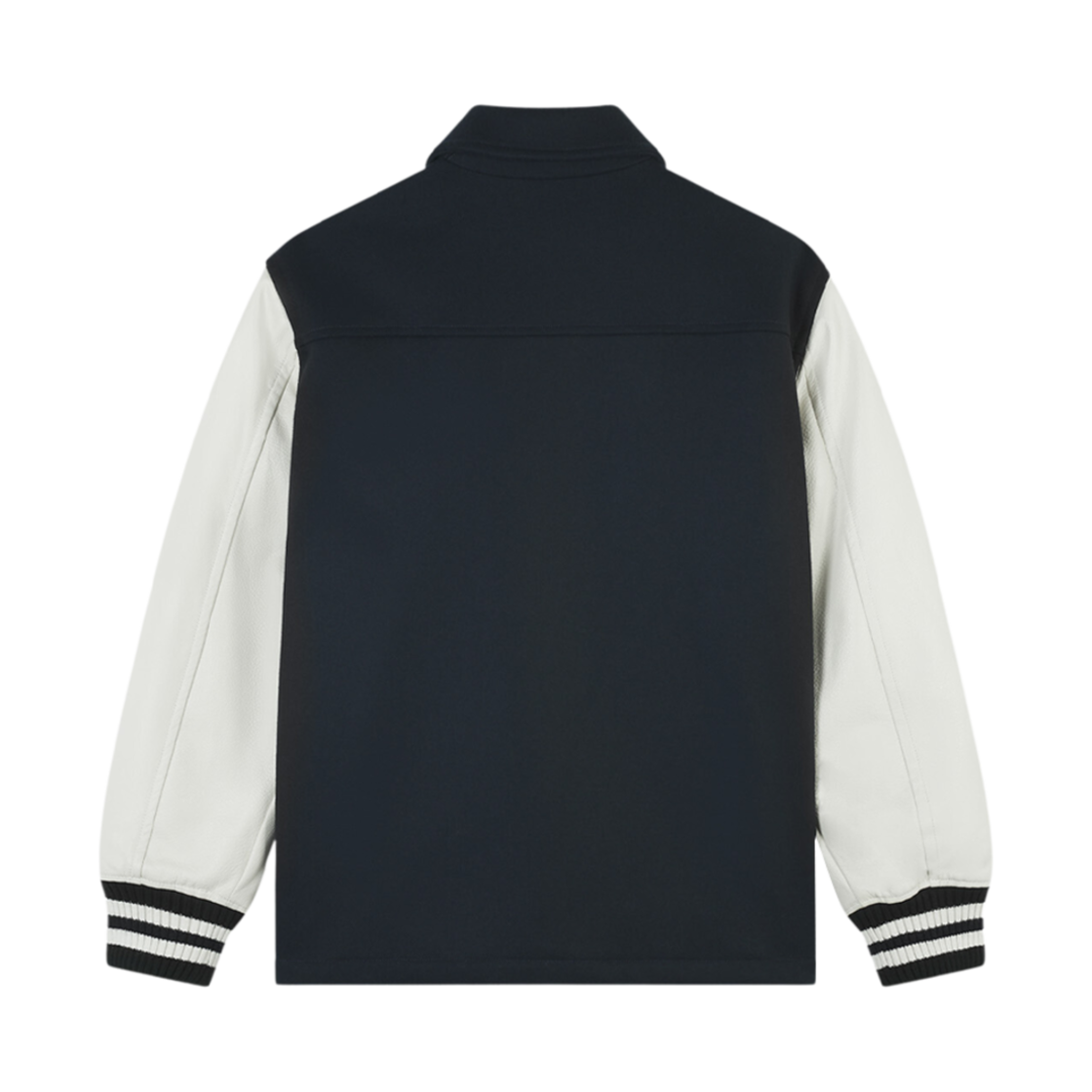 메종 키츠네 바시티 자켓 울 펠트 레더 슬리브 잉크 블루(Maison Kitsune Varsity Jacket In Wool Felt With Leather Sleeves Ink Blue) - 2