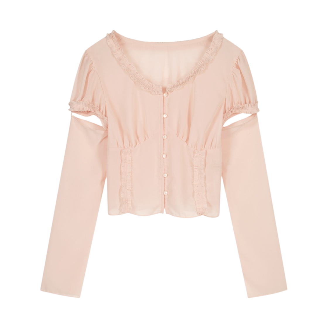 MF2413BL002MLPFR Margarin Fingers Two Way Chiffon Blouse Light Pink