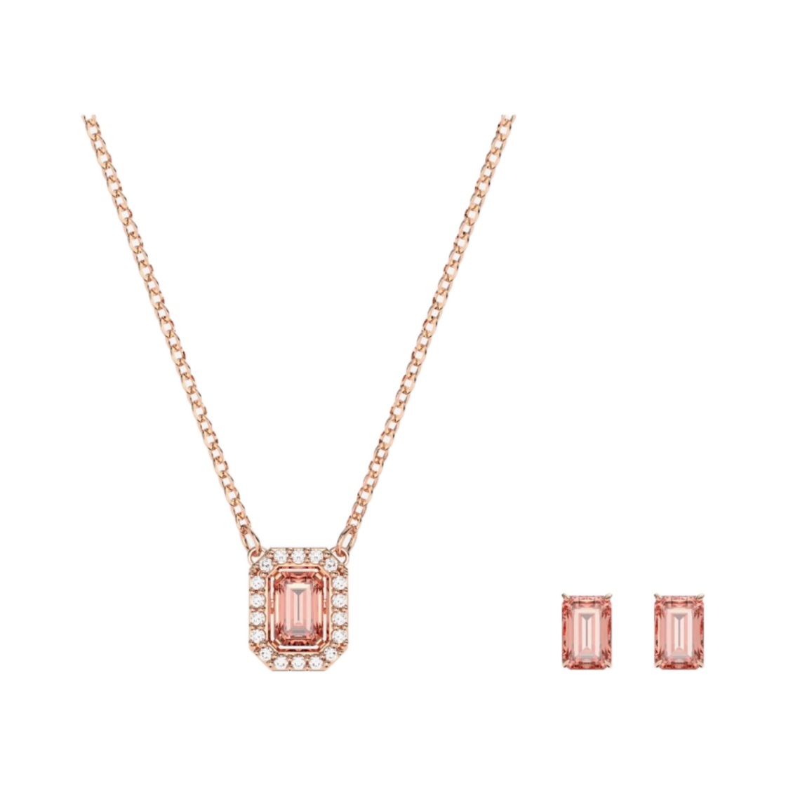 (W) 스와로브스키 밀레니아 세트 핑크 로즈 골드((W) Swarovski Millenia Set Pink Rose Gold Plated) - 1