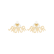 (W) Dior Tribales J’adior Earrings Gold Finish Metal White Resin Pearls