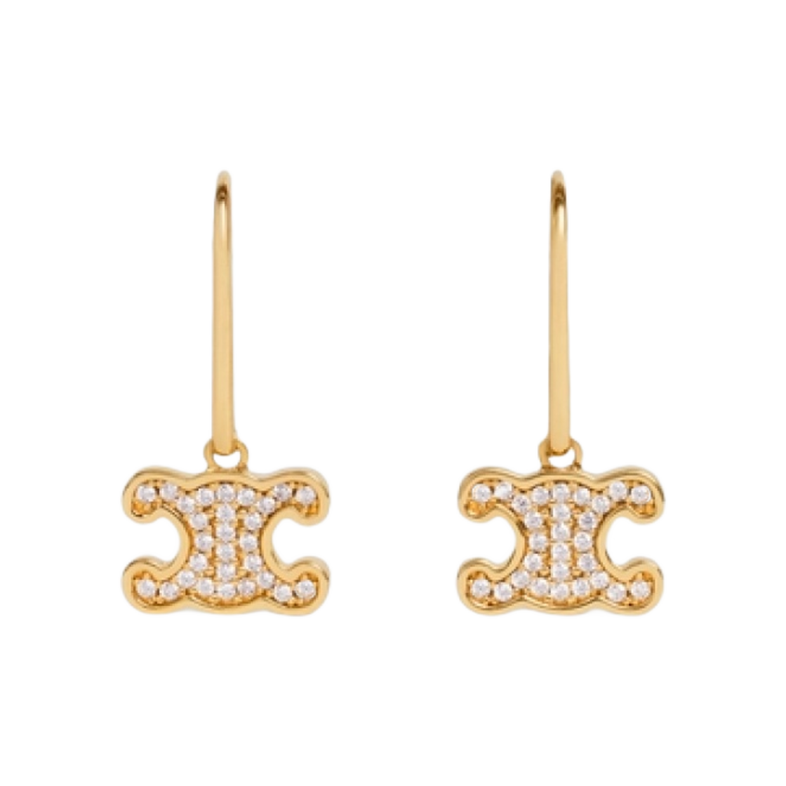 460GC6BZI-35OR (W) Celine Triomphe Rhinestone Earrings in Brass with Gold Finish Crystals Gold