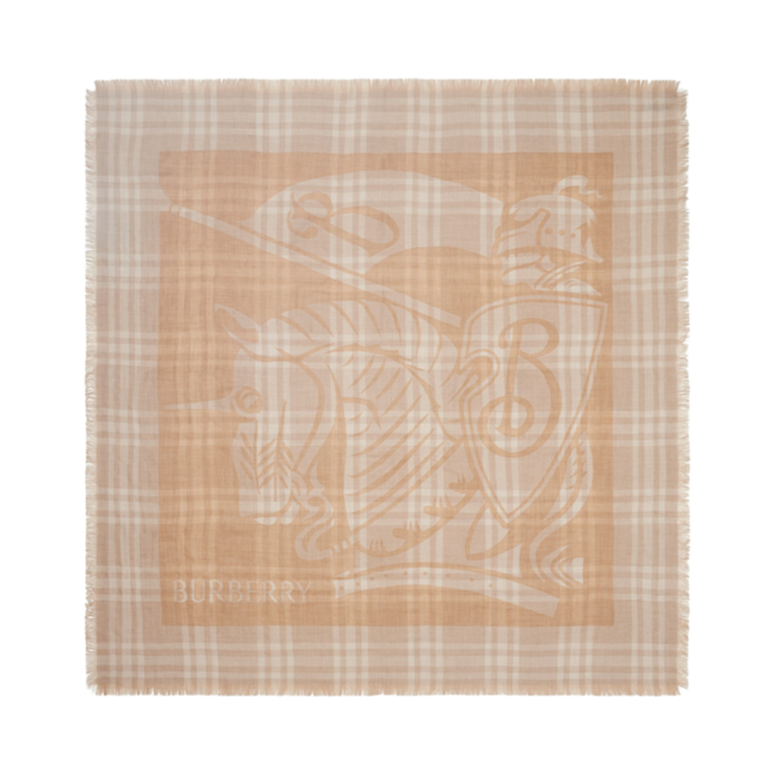 버버리 EKD 체크 울 블렌드 스카프 클레이(Burberry EKD Check Wool Blend Scarf Clay)