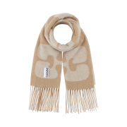 Ganni White Narrow Logo Scarf Egret