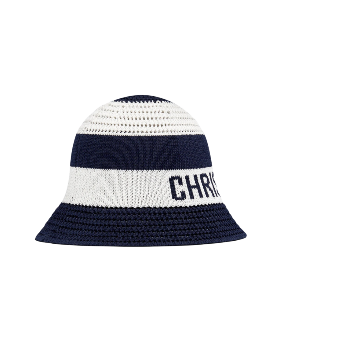 (W) 디올 D-튤립 메쉬 클로슈 블루 화이트 코튼 블렌드((W) Dior D-Tulipe Mesh Cloche Blue White Cotton Blend) - 2