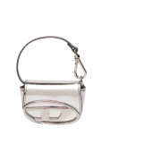 Diesel 1DR XXS Micro Leather Bag Charm Silver