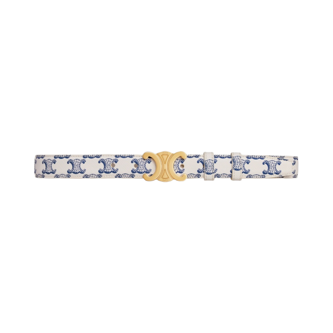 (W) 셀린느 미디움 트리옹프 캔버스 트리옹프 벨트 블루((W) Celine Medium Triomphe Belt in Triomphe Canvas Blue) - 1