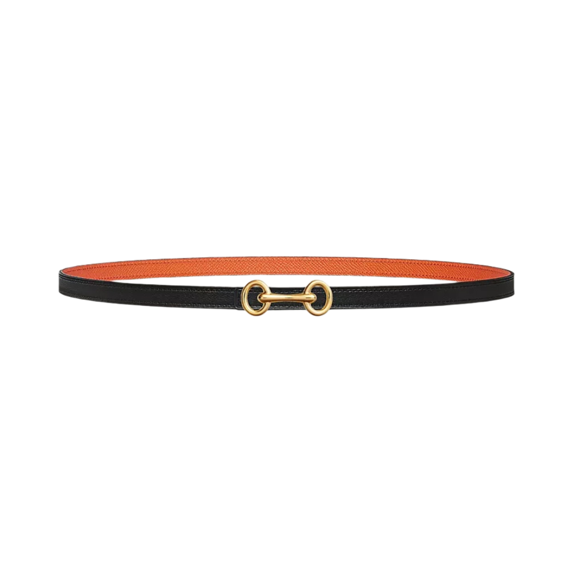(W) 에르메스 헤리티지 벨트 버클 & 리버서블 가죽 스트랩 13mm & 골드 누아 오랑쥬((W) Hermes Heritage Belt Buckle & Reversible Leather Strap 13mm & Gold Noir Orange) - 1